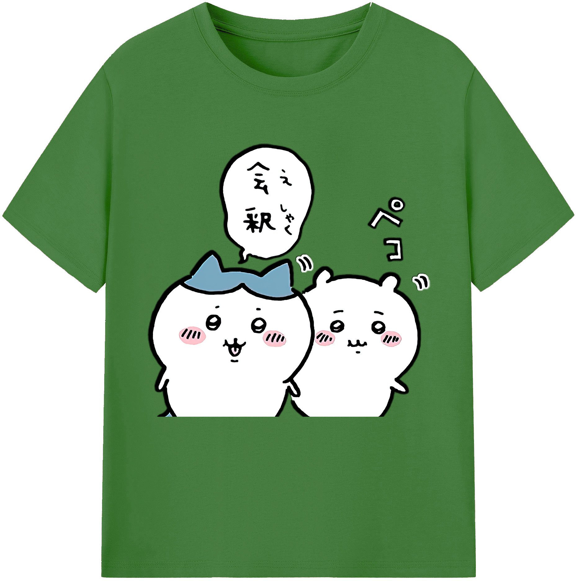 （画像用） ちいかわ ハチワレ Chii-kawa hachiware レディースカジュアルプリントTシャツ（綿100％）